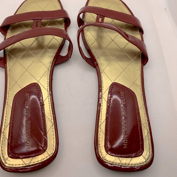 Montego Bay Club Red Gold Sandals Strappy Slip On Flat Shoes US Size 6.5 - Picture 4 of 7